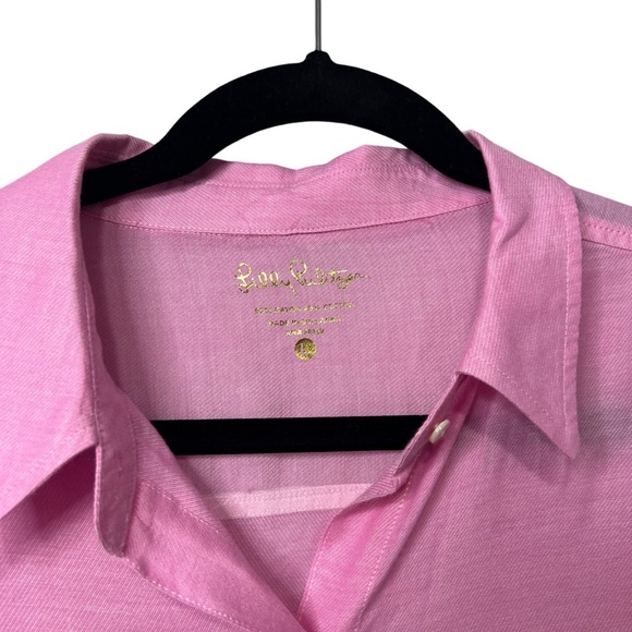 Lily Pulitzer Light weight Pink Button-Up Shirt Size L - Picture 2 of 5